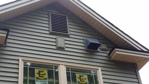 Wrong - Kitchen exhaust ducts are prohibited from terminating within 3 feet of an operable window or near gable vents.