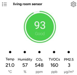 An example display of a consumer IAQ monitor.