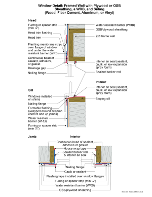 2021 IECC Window Detail: Framed Wall with Plywood or OSB Sheathing, a WRB, and Siding (Wood, Fiber Cement, Aluminum or Vinyl, or Stucco)