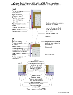 2021 IECC Window Detail: Framed Wall with a WRB, Rigid Insulation, and Siding (Wood, Fiber Cement, Aluminum or Vinyl) or Stucco