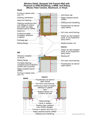 2021 IECC Window Detail: Strapped 2x6 Framed Wall with Plywood or OSB Sheathing, a WRB and Siding (Wood, Fiber Cement, Aluminum or Vinyl)