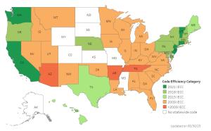  DOE's Building Energy Codes Program tracks the status of state energy code adoption and state equivalency to various versions of the International Energy Conservation Code.
