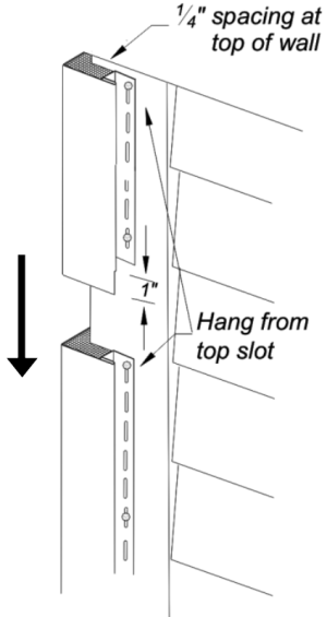Install outside corner posts for insulated vinyl siding with a 1/4 inch gap from the top of the wall and with at least 1 inch of overlap; nail the top of all corner posts at the top of the top slot.