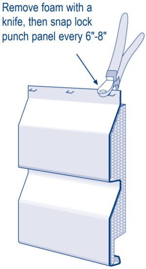 If vinyl siding must be cut horizontally to fit under a window, use a snap hole punch to create raised lugs along the cut edge for installation in a J-channel.