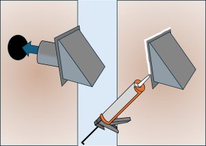 Install a wall cap on the outside exhaust hole and apply caulking around the cap to ensure air-tightness 