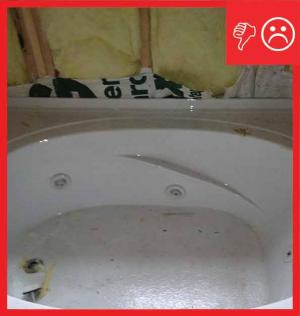 Wrong - Air barrier missing behind tub area