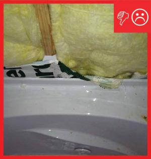 Wrong - Air barrier missing behind tub area