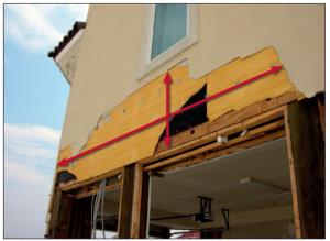 When the lower break-away wall gave way in coastal flooding it peeled some of the EIFS siding off with it because there was no suitable break in the siding to allow it to detach cleanly.