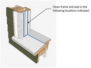 Recommended sealant location as part of window frame rehabilitation