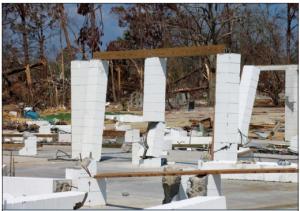Wrong-These masonry pier foundations were twisted and displaced by coastal storm surges in Long Beach, Mississippi. 
