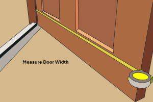 Before purchasing a door sweep, measure the full width of the door where the sweep will be installed.