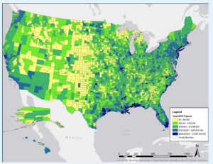 NFIP Claims Payouts by County, 1974-2014