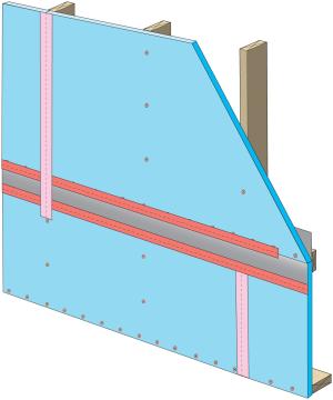 Clean taping areas and install 3" tape on vertical joint of upper insulation overlapping the horizontal joint