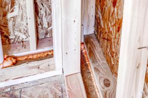 The energy-saving double wall construction uses two side-by-side stud walls, providing an extra-thick wall cavity that can be filled with more than twice as much insulation as a 2x6 wall.