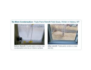 Replacing double-pane windows with triple-pane windows can significantly reduce winter-time condensation by warming the interior surface of the windows