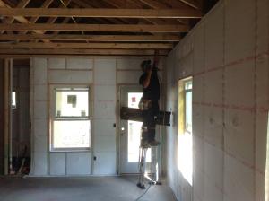 Baffles are installed to protect airflow from the soffits to the ridge vents before the ceiling drywall and attic insulation are installed.