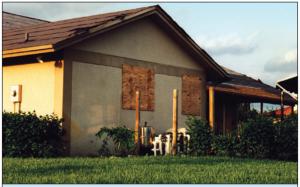 Plywood or OSB panels are a cost-effective way to protect windows from wind-borne debris. 