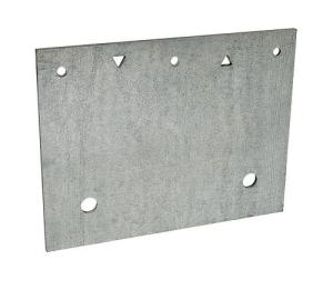 The flat retrofit foundation plate is used to connect the concrete foundation to the sill plate from the exterior of the building as part of a seismic retrofit 