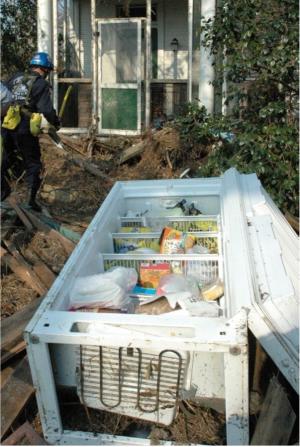 Wrong – Refrigerator was not properly secured to the wall studs of the home.