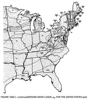 Ground Snow Loads for the United States (eastern), from 2021 IRC, Figure R301.2 (4) 