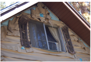 This vinyl siding melted when exposed to the high heat of a wildfire.