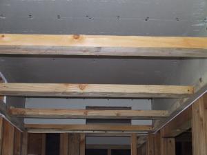 Dropped hallway ceiling duct chase with drywalled soffit