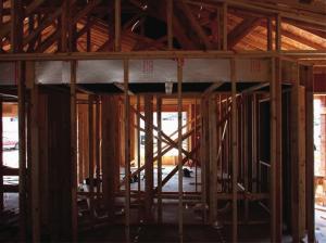Dropped hallway ceiling with drywall