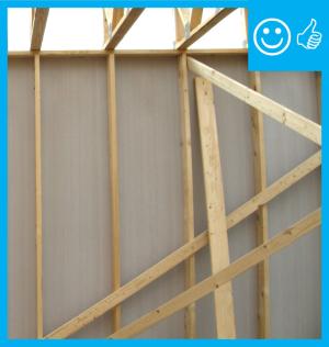 No insulated sheathing seams are visible from the inside during framing