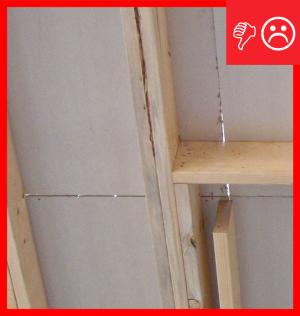 Wrong – Insulated sheathing seams should align with framing members