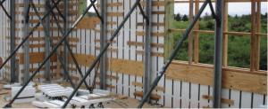 The ICF walls of this home are braced to prepare for pouring the concrete