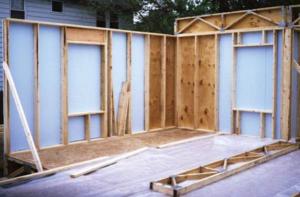 This house is being built with advanced framing techniques including 2x6 24-inch on-center wall framing