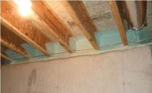 Spray foam provides a critical seal between the subfloor, rim joist, and sill plate