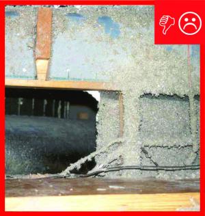Wrong: Insulation not fully enclosing duct chase