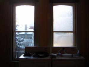 Condensation can form between the interior removable storm window and the existing window if the storm window is not air tight