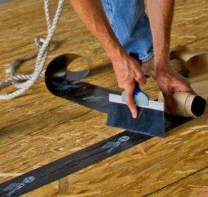 Right – Seams in the deck sheathing are sealed with tape