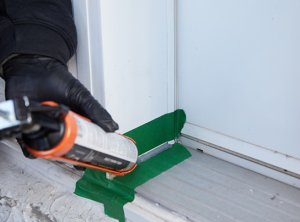 Painter’s tape was applied to both sides of this seam before caulking. 