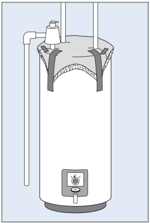 Use a square piece of insulation, secured with heat-resistant tape, to insulate the top of your electric water heater.