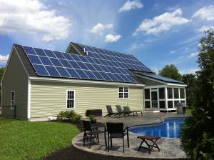 With very few roof penetrations and a simple design, the south-facing roof provides ample space for solar panels for this net zero home. 
