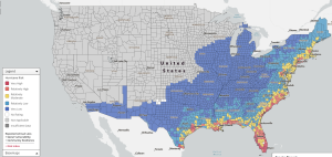 The national risk of hurricanes as of 2023