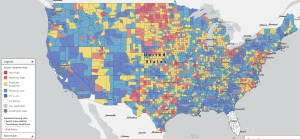 The national risk of winter weather in the United States as of 2023.