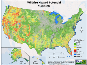 Wildfire Risk map of the United States