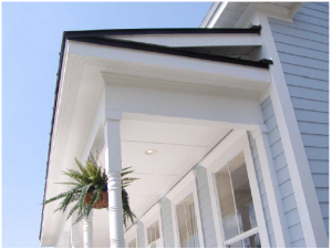 Moisture-resistant plastic and fiber cement exterior trim and cladding are indistinguishable from wood building elements.