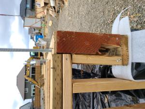 Wrong – The damaged rim joist was not replaced and its strength is compromised in a critical load-bearing corner.