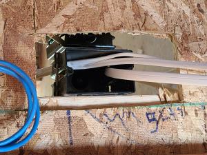 Wrong – Wiring holes in OSB were cut much larger than needed.