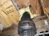This waste vent pipe has been sealed to the subfloor with spray foam