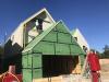 Right – The seams are taped on the coated OSB sheathing of this home to provide a complete air barrier.