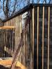 The Larsen-truss 9-inch wall cavities were covered with a smart vapor membrane that was fastened to the trusses with furring strips, which also provide an air gap behind the wood siding; each truss cavity is then filled with blown cellulose.  