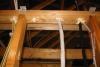 All holes through the top plates should be sealed with canned spray foam to prevent conditioned air from leaking into the attic.