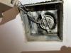 After cleaning the exhaust fan, the gap around the fan between the fan housing and the drywall should be caulked to stop air leakage from the house to the attic