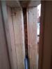  Example of the advanced framing technique, double-stud wall cavity, which will later be filled with blown insulation